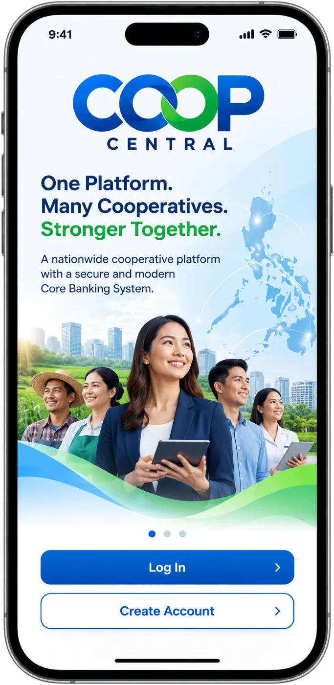 COOP Central welcome screen